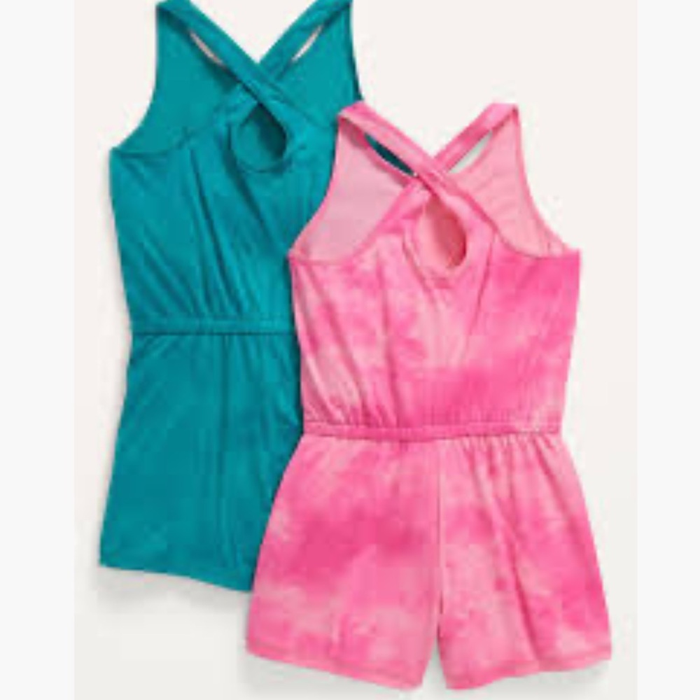 Tie Dye Cross Back Romper Teal or Pink